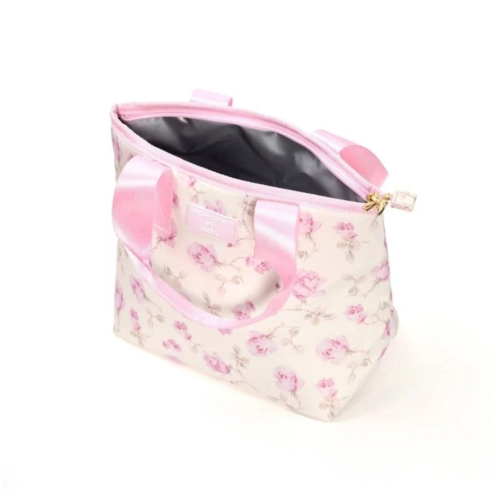 LoveShackFancy Target Yoobi Lunch Bag Floral Pink Ribbon Rosa Bow Insulated NEW